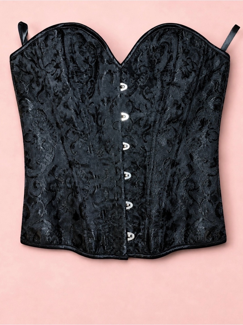 Alivia Y. Black Floral Brocade Lace-Up Corset Top XS - Picture 2 of 8